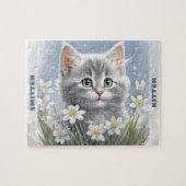 Schattigee Kitten Cat Winter Spring Floral Custom Legpuzzel (Horizontaal)