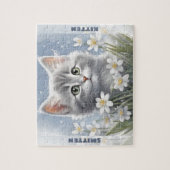 Schattigee Kitten Cat Winter Spring Floral Custom Legpuzzel (Verticaal)