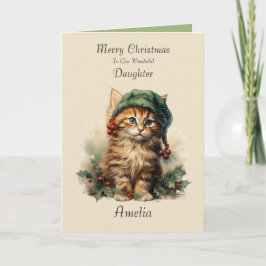 Schattigee Kitten Dochter Kerstmis Kaart