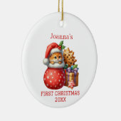 Schattigee kitten eerste kerst keramisch ornament (Rechts)