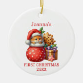 Schattigee kitten eerste kerst keramisch ornament (Voorkant)