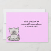 Schattigee kitten eerste verjaardagsuitnodiging vo kaart (Achterkant)