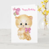 Schattigee kitten en ballonnen - Happy Birthday Ka Kaart (Gele Bloem)