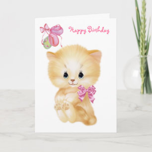 Schattigee kitten en ballonnen - Happy Birthday Ka Kaart