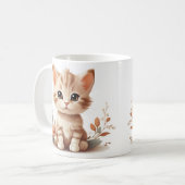 Schattigee Kitten en Bloemen Mok (Voorkant links)