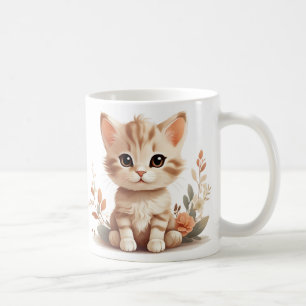 Schattigee Kitten en Bloemen Mok