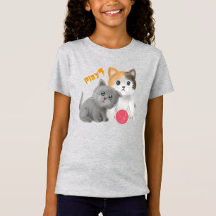 Schattigee kitten en bol van garen t-shirt