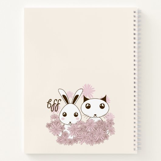 Schattigee Kitten en Bunny Dierenvrienden Meisjes  Notitieboek (Achterkant)