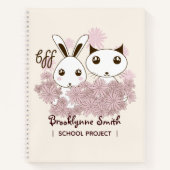 Schattigee Kitten en Bunny Dierenvrienden Meisjes Notitieboek (Voorkant)