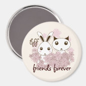 Schattigee Kitten en Bunny Friends Forever Kinder Magneet (Voorkant / Achterkant)