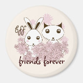 Schattigee Kitten en Bunny Friends Forever Kinder Magneet (Voorkant)