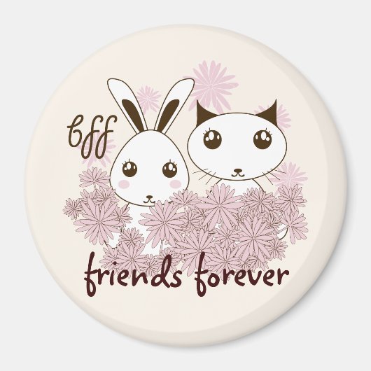 Schattigee Kitten en Bunny Friends Forever Kinder Magneet (Voorkant)
