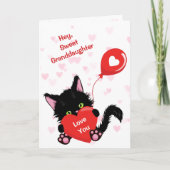 Schattigee Kitten en Hart Ballon Valentijn Kaart (Voorkant)