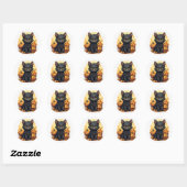 Schattigee Kitten en Jack-O-Lanterns Envelope Seal Ronde Sticker (Vel)