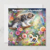 Schattigee kitten en kat mam bloemige Moederdag Kaart (Voorkant)
