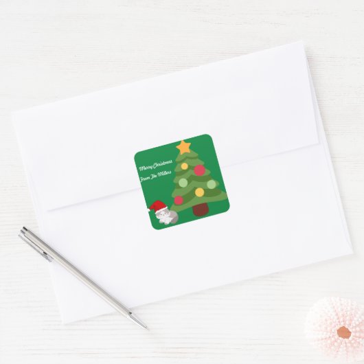 SCHATTIGEE KITTEN EN KERSTBOOM STICKER (Envelop)