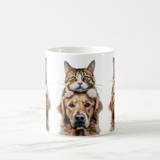 Schattigee Kitten en Labrador Beste Vrienden Mok (Center)