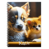 Schattigee kitten en puppy gepersonaliseerd notitieboek (Voorkant)