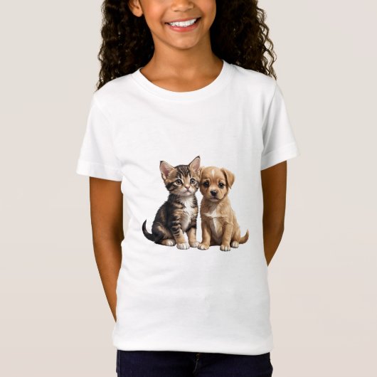 Schattigee kitten en puppy t-shirt (Voorkant)