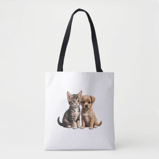 Schattigee kitten en puppy tote bag (Voorkant)