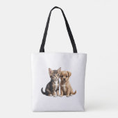 Schattigee kitten en puppy tote bag (Achterkant)