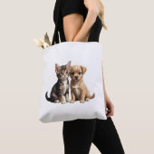 Schattigee kitten en puppy tote bag (Dichtbij)