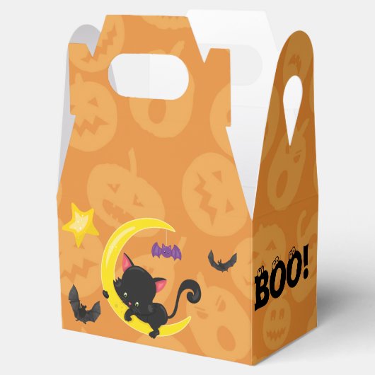 Schattigee kitten en vleermuizen Kinder Halloween Bedankdoosjes (Geopend)