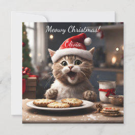 Schattigee Kitten Funny Santa Cat Christmas Feestdagenkaart
