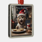 Schattigee Kitten Funny Santa Cat Christmas Metalen Ornament (Rechts)