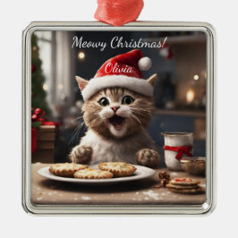 Schattigee Kitten Funny Santa Cat Christmas Metalen Ornament