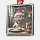 Schattigee Kitten Funny Santa Cat Christmas Metalen Ornament (Links)