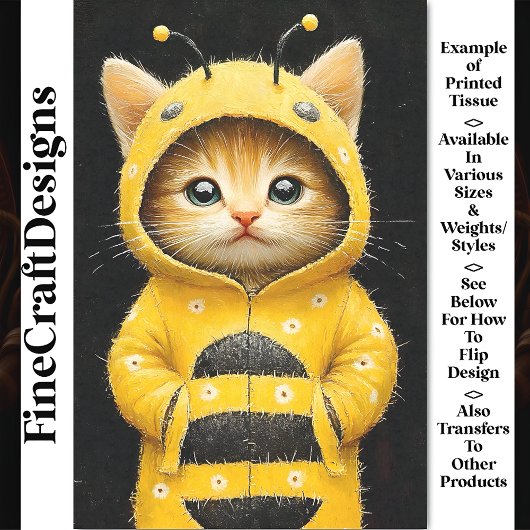 Schattigee kitten gekleed als een hommel bij AK4H Tissuepapier