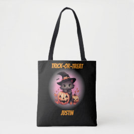 Schattigee kitten gepersonaliseerde Halloween Tote Bag