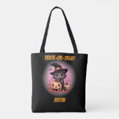 Schattigee kitten gepersonaliseerde Halloween Tote Bag (Achterkant)