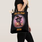 Schattigee kitten gepersonaliseerde Halloween Tote Bag (Dichtbij)