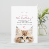 Schattigee kitten | Girl's Pink Kitty Kat Verjaard Kaart (Staand voorkant)
