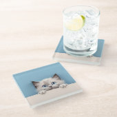 Schattigee kitten gluren ragdoll kat glazen onderzetter (Schuin)