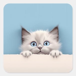 Schattigee kitten gluren ragdoll kat vierkante sticker