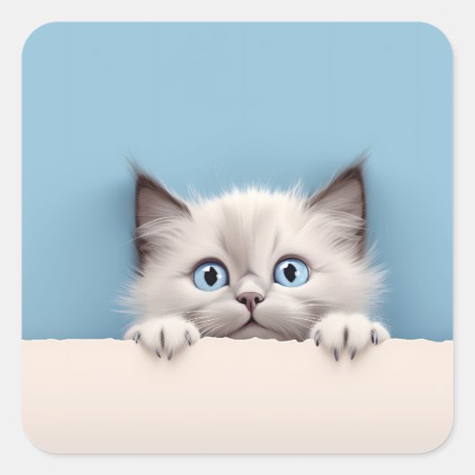 Schattigee kitten gluren ragdoll kat vierkante sticker (Voorkant)