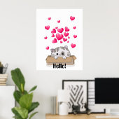 Schattigee kitten gluren uit een doos poster (Thuiskantoor)