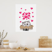 Schattigee kitten gluren uit een doos poster (Keuken)