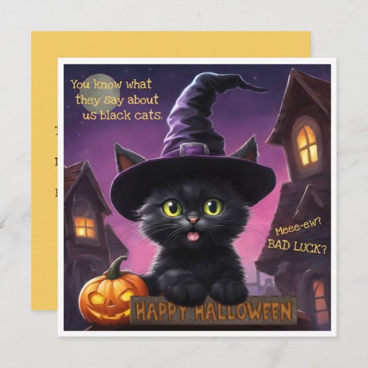 Schattigee Kitten Halloween Kaart (Voorkant / Achterkant)