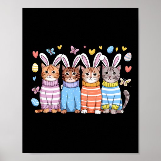 Schattigee kitten Happy Easter Cat Bunny Ears and Poster (Voorkant)