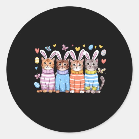 Schattigee kitten Happy Easter Cat Bunny Ears and  Ronde Sticker (Voorkant)