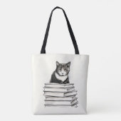 Schattigee kitten in boeken tote bag (Achterkant)