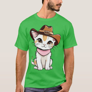 Schattigee kitten in een Cowboy Pet Meowdy Adventu T-shirt