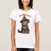 Schattigee kitten in een heks Pet Halloween T-shirt (Voorkant)