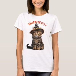 Schattigee kitten in een heks Pet Halloween T-shirt