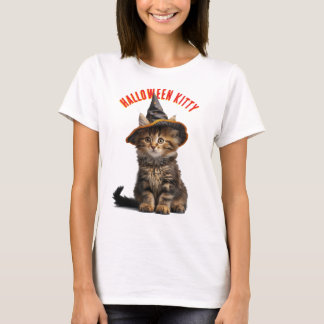 Schattigee kitten in een heks Pet Halloween T-shirt