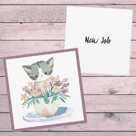 Schattigee kitten in een potje bloemen kat nieuwe  kaart